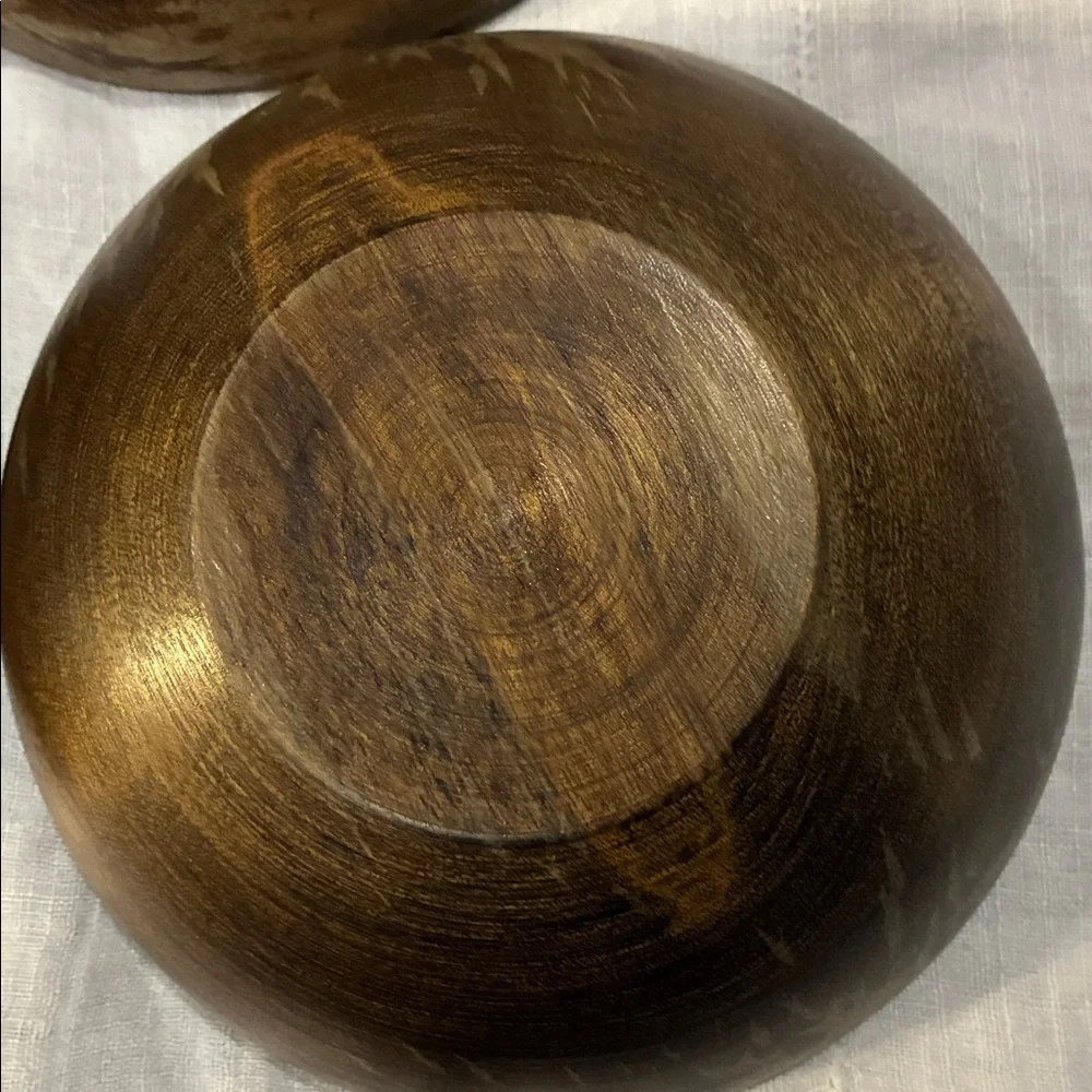 Brown Wooden Bowls Set/4 Brown Grain Bowls W/ Vintage Wear and Use From 70’s